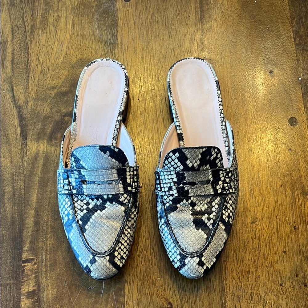 J.Crew Loafer Mule in Snakeprint Leather